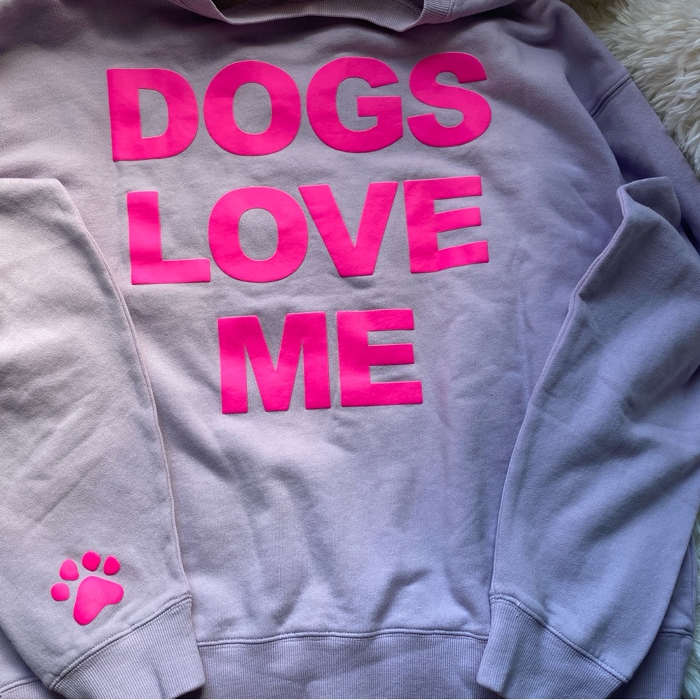 Wildfox Lavender 'Dogs Love Me' Crewneck Sweater L